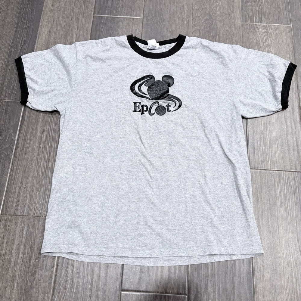 Vintage Disney World Mens Mickey Mouse Epcot 3D Print Logo T Shirt Size 2XL